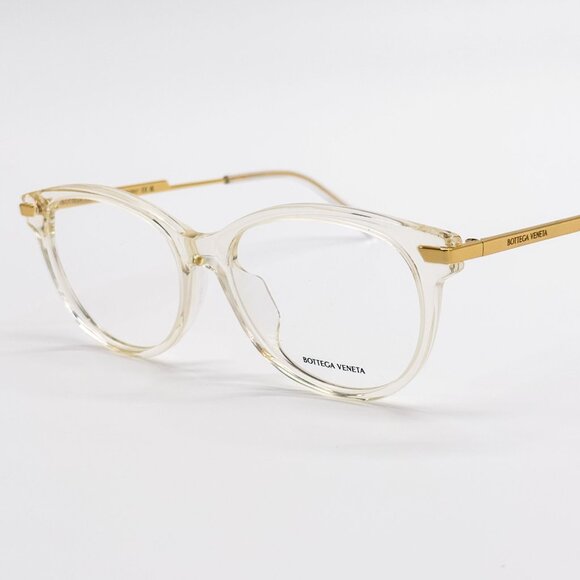 NEW BOTTEGA VENETA EYEGLASSES BV1039O 003 ROUND BEIGE TRANSPSRENT WOMEN EYEWEAR - Picture 6 of 9